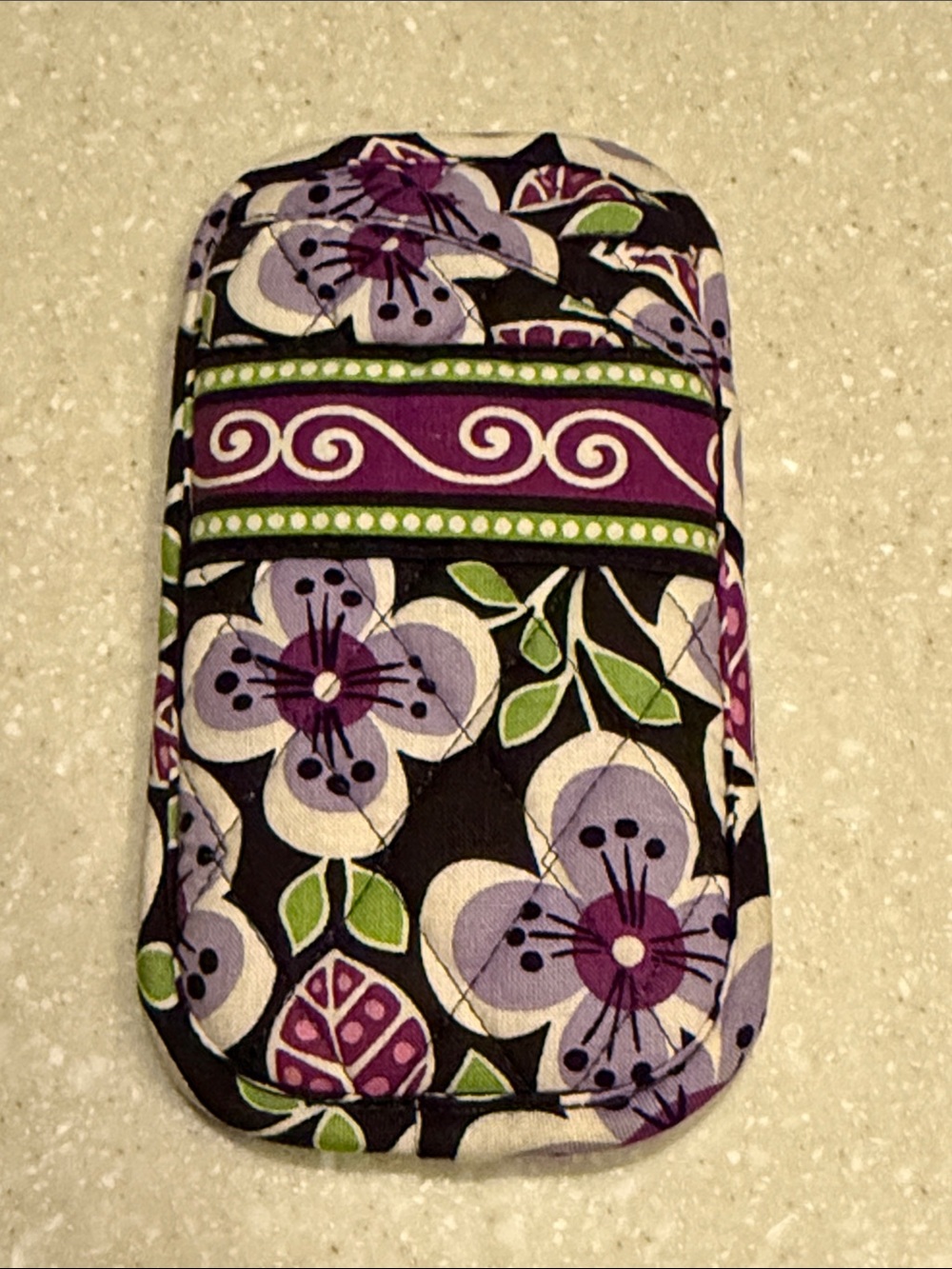 Vera Bradley Plum Petals Glass Case 100% Cotton Machine Washable Made in USA